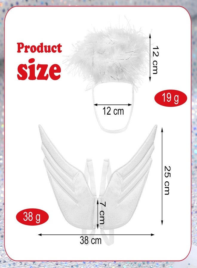 Bulyoou Pet Halloween Costume Angel Dog Costume Wings and Dog Devil Cat Angel Devil Cosplay Outfit Fits Many Pets for Christmas, Halloween Parties, Gifts for Dog & Cat Lovers(White, Red) - Image 2